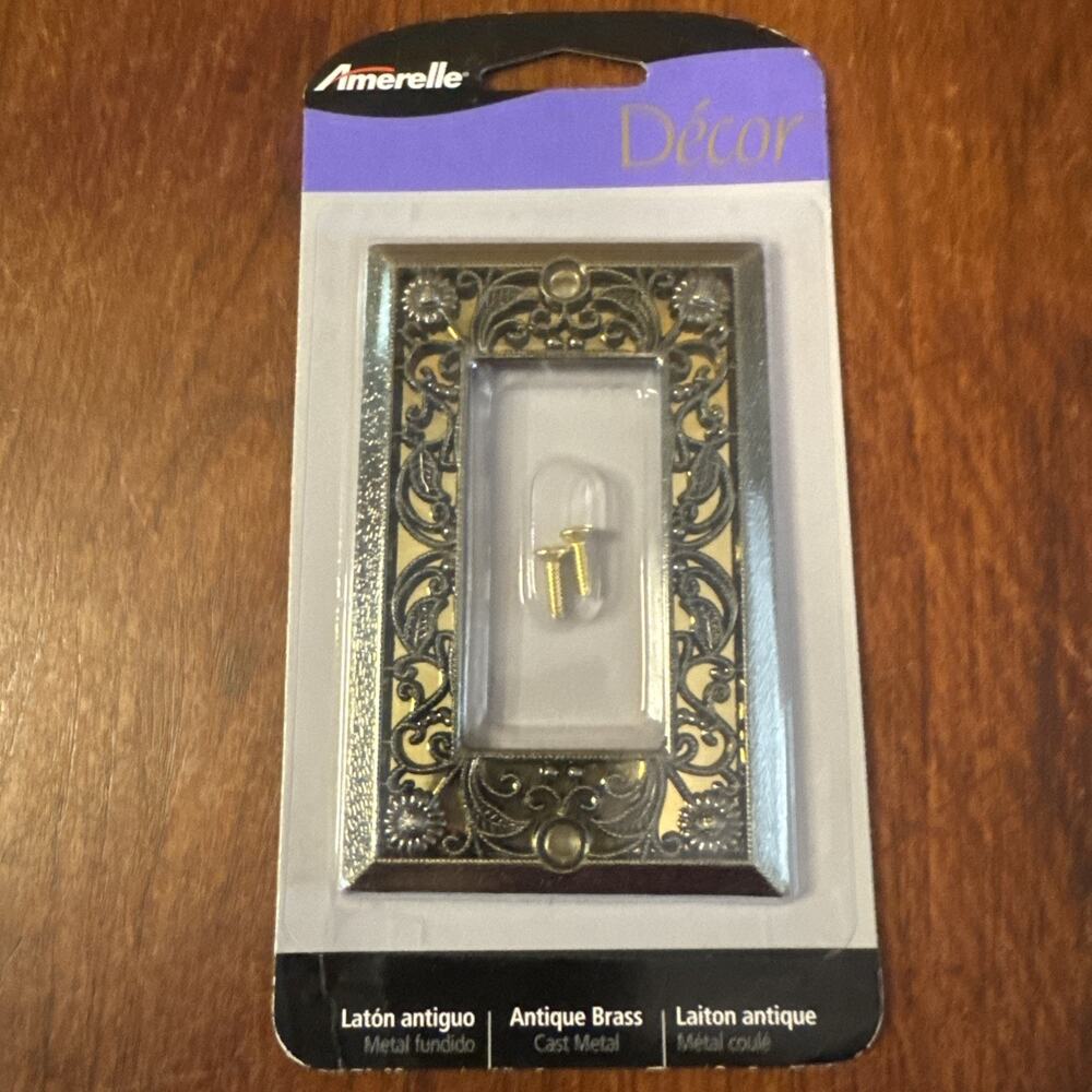 Amerelle Décor Filigree Antique Brass 1-Gang Rocker Wall Plate 65RAB NIP